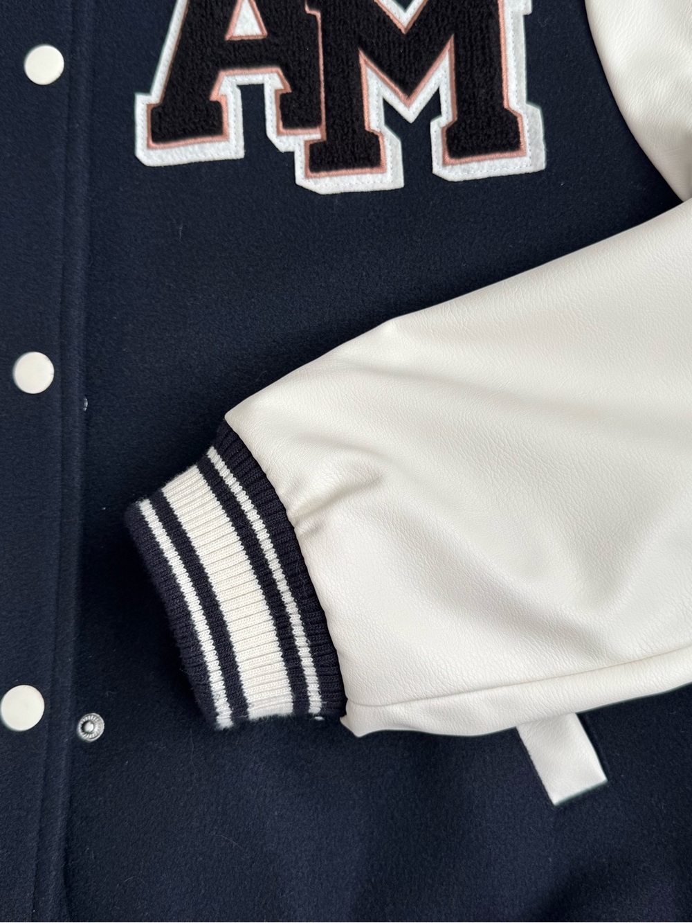 🔹 NWOT H&M Varsity Bomber Jacket Navy & White Size Small Medium - Picture 4 of 6